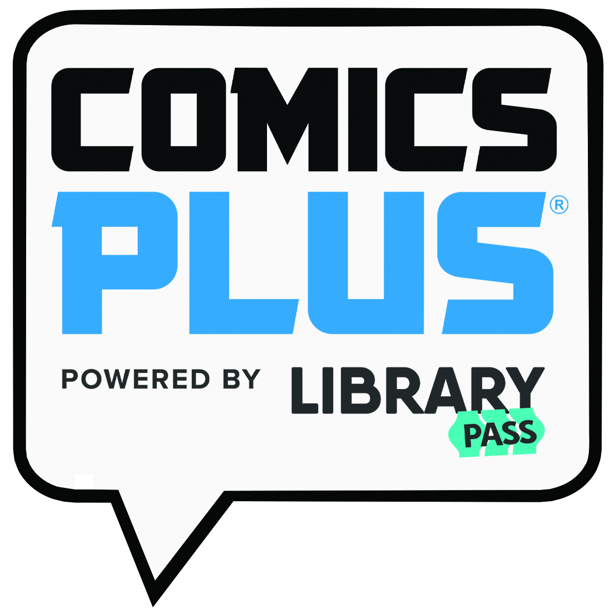 logo for Comics Plus powered by Library Pass