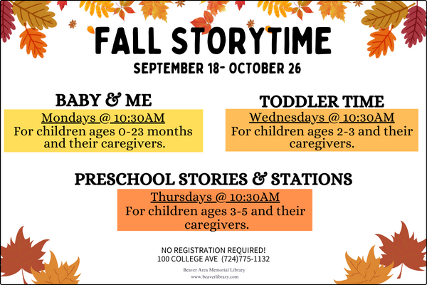 Fall Story Time information Fall Story Time information