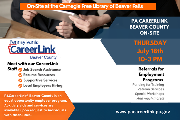 PA CareerLink at the Carnegie Free Library of Beaver Falls