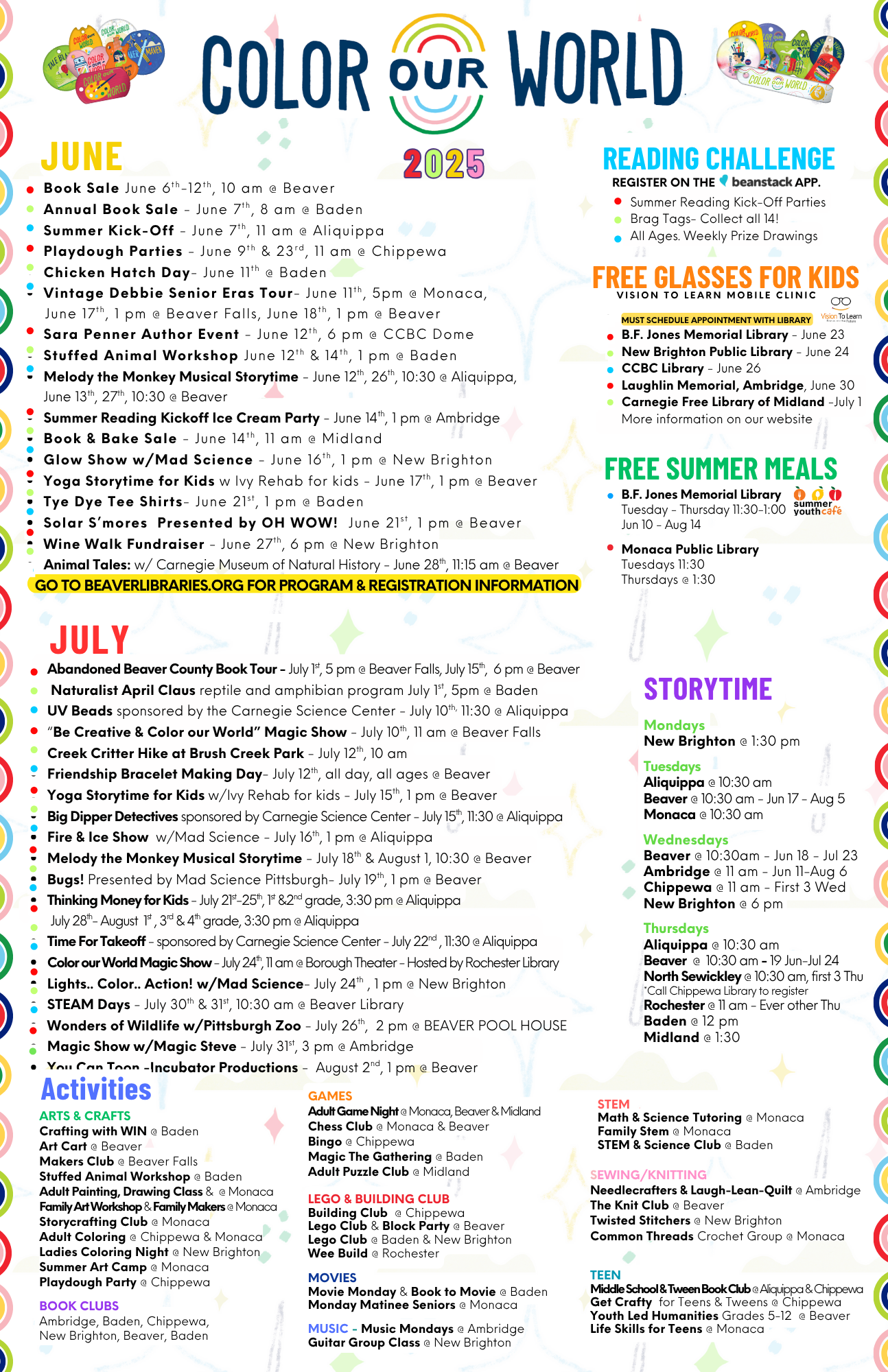 Summer Reading Schedule