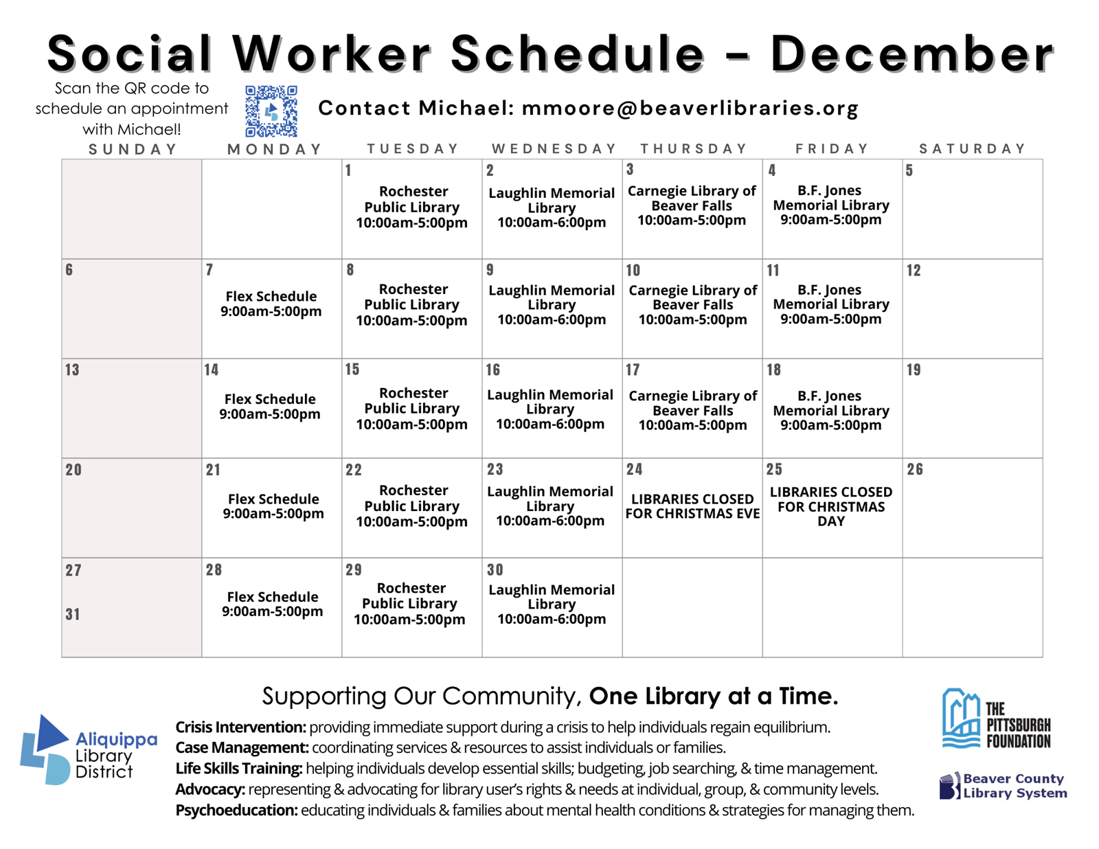 Social Worker Schedule - December