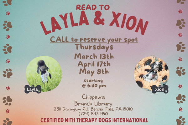 READ to Layla & Zion, Therapy Dogs 